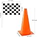 Bekith 12 Pack 12.5 Inch Plastic Traffic Cones with Racing Chequered Flags, Orange Agility Sports Cones, Thick Soccer Training Cones for Outdoor Activity, Festive Events, Fitness Training