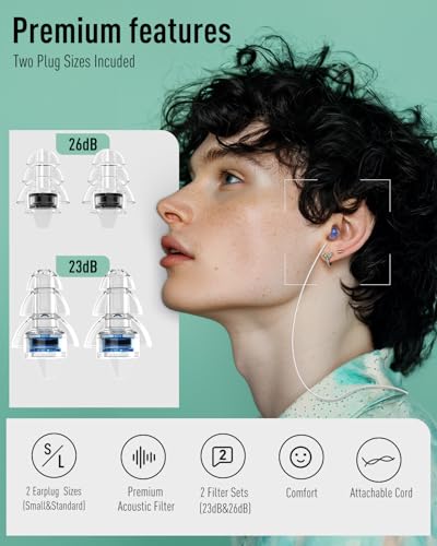 Image of Hearprotek Concert Ear Plugs, 2Pairs Reusable high Fidelity Musician Ear Plugs for Concerts Loud Music-Noise Reduction Ear Protection earplugs for Rave,Festival,Music,Tinnitus Relief