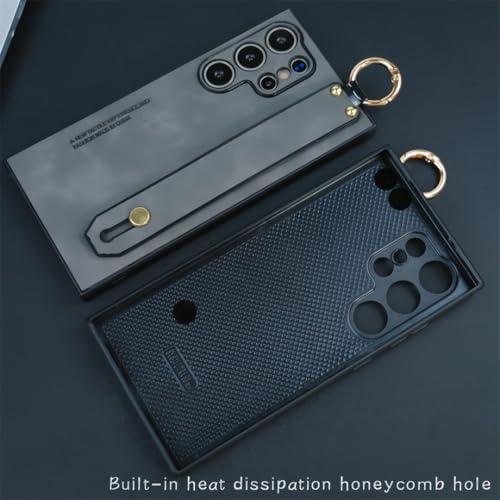 Coque Samsung S23 Plus grise en silicone cuir protégeant l'appareil photo