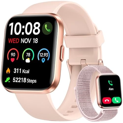 Woneligo Smart Watch for Women, Answer/Make Calls, Alexa Built-in, 1.85" Touch Screen Fitness Tracker for Android & iPhone, Heart Rate/Sleep/SpO2 Monitor Smartwatch, Waterproof (Rose Gold)