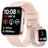 Woneligo Smart Watch for Women, Answer/Make Calls, Alexa Built-in, 1.85" Touch Screen Fitness Tracker for Android & iPhone, Heart Rate/Sleep/SpO2 Monitor Smartwatch, Waterproof (Rose Gold)