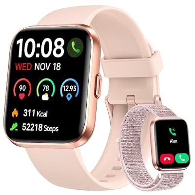 Woneligo Smart Watch for Women, Answer/Make Calls, Alexa Built-in, 1.85" Touch Screen Fitness Tracker for Android & iPhone, Heart Rate/Sleep/SpO2 Monitor Smartwatch, Waterproof (Rose Gold)