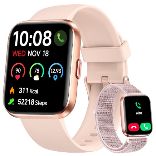Woneligo Smart Watch for Women, Answer/Make Calls, Alexa Built-in, 1.85" Touch Screen Fitness Tracker for Android & iPhone, Heart Rate/Sleep/SpO2 Monitor Smartwatch, Waterproof (Rose Gold)