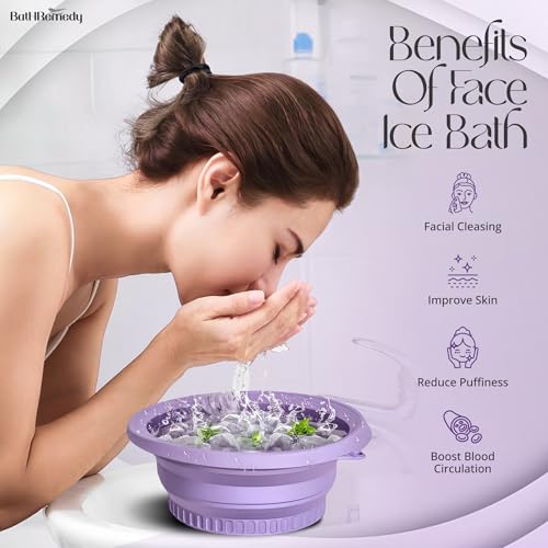 Image of Ice Bath Tub for Adult for Bathroom, Foldable hot water tub for Home Use with Drainage Hole, Thickened Insulated Ice Bathtub, inflatable hot tub for adults (Purple)