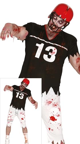 FIESTAS GUIRCA Disfraz de Quarterback Zombi Apocalíptico para Hombre - Uniforme de Escuela Secundaria de fútbol Americano de Rugby Sangriento - Disfraces de Halloween para Hombre Talla XL para Adultos