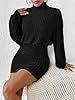 Women's Pullover Sweater Dress Long Lantern Sleeve Turtle Neck Cute Ribbed Knit Bodycon Mini Short Dress 2025 Fall-Black-S #3