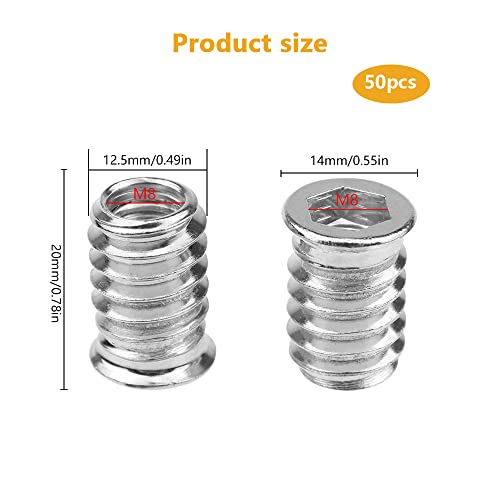 JTgugu 50 Pezzi M8*20mm Dadi Inserti Filettati in