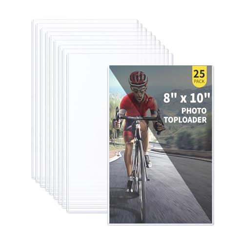 25-Pack 8 x 10 Inch Premium Toploaders - Crystal Clear Plastic Holders Sheet Protectors for Autograph Pictures Art