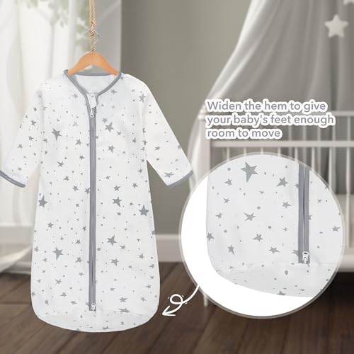 Image of Miracle Baby Long Sleeve Sleep Sack 2-Pack, 100% Cotton Wearable Blanket Baby Sleeping Bag for Newborn Infant Toddler