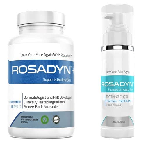 Rosadyn Rosacea Treatment Supplement and Reparative Serum Set, for Sensitive Skin and Redness Relief â€“ Natural and Organic Facial Products