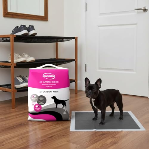 Inodorina Tappetini Igienici Per Cani (60X90 Cm, 40 Pezzi) – Traversine Con Carboni Attivi Super Assorbenti In Pura Cellulosa Vergine – Con Polimeri Odor Control E Sticker Antiscivolo - 3