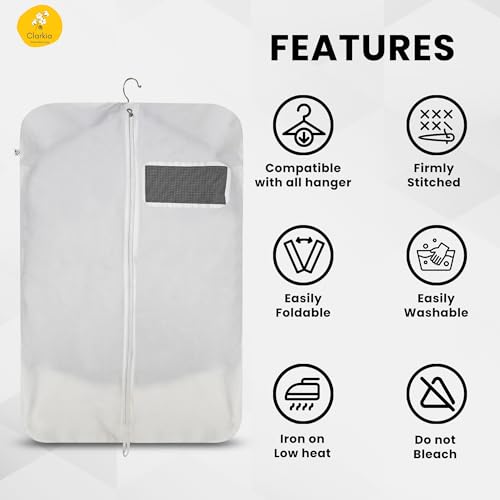 Image of Cotton Suit & Coat Cover for Men with Zipper - Dustproof, Breathable Garment Bag for Suit, Blazer & Jacket Storage - Wardrobe Organizer, Foldable, Durable Fabric (3)