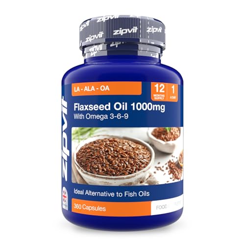 Zipvit Flaxseed Oil Capsules, Cold Pressed Omega 3 6 9 Capsules, 12 Month Supply, Alternative to to Fish Oils