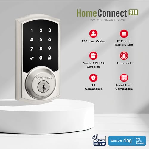 Kwikset HomeConnect 918 Traditional Z-Wave Long Range Enabled Touchscreen Lock Works with Ring Alarm, Samsung SmartThings Hub Required, Sold Seperately in Satin Nickel by Kwikset - Image 7