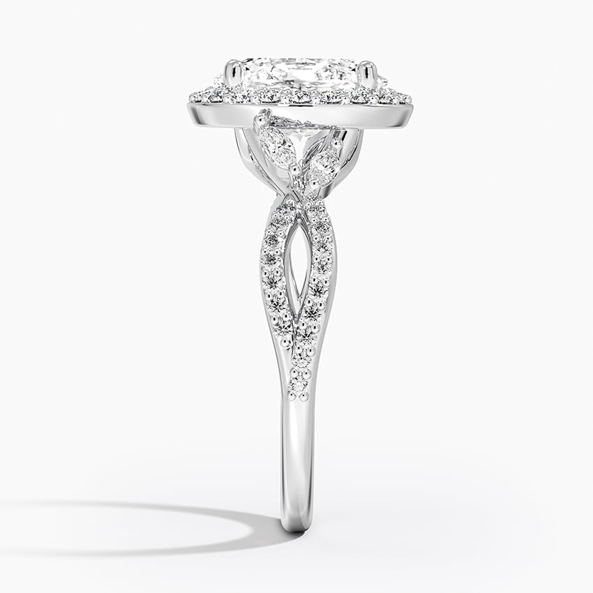 Miniatura 3 de IGI 2.43 Carat White Oval Excellent Cut Lab Created Diamond Engagement Ring With Accent Marquise and Round Lab Diamonds In 14k Gold For