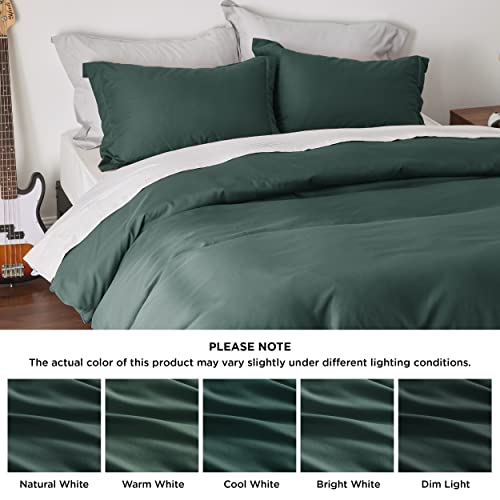 Bedsure Duvet Cover Queen Size - Soft Double Brushed Bedding Set for Kids & Adults, Zipper Closure, 3 Pieces, Includes 1 Duvet Cover (90"x90") & 2 Pillow Shams, NO Comforter, Forest Green