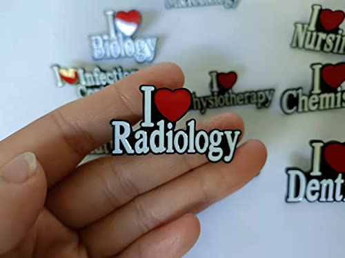 Image of White and Black Enamel Red Heart I Love Nursing I Love Chemistry English Words Brooch and Pin