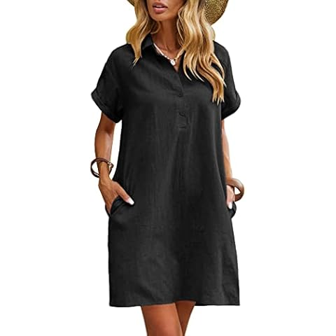 Zeagoo Women's Casual Linen Midi Dress Cover
