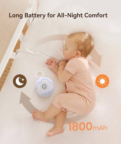 Image of Dreamegg White Noise Machine - Portable Sound Machine Baby with Safe Silicone Cover, Features Powerful Battery, 21 Soothing Sound, Noise Canceling for Sleeping, Baby Registry Gift, Nursery(Blue)