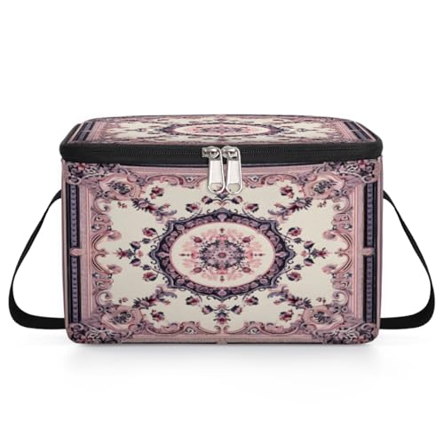 GzLeyigou Abstract Flower Lunch Bags for Women Men 9 Cans, Hot & Cold Food Delivery Bag Insulated Grocery Bag Insulated Lunch Box Beautiful Floral Cooler Bag for Office Work Picnic Beach