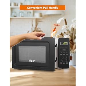 Commercial chef 07 cubic foot microwave with 10 power levels small microwave with pull handle 700w countertop microwave up to 99 minute timer and digital display black  urban country home decor