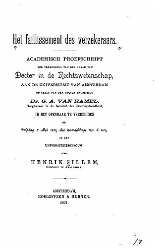 Het faillissement des verzekeraars (Dutch Edition)