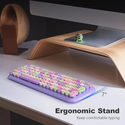 Image of MOFII Wireless Keyboard and Mouse Combo, Full-Size Retro Typewriter-Style Wireless Keyboard with Optical Mouse for Computer /Laptop /Windows /Mac (Purple)