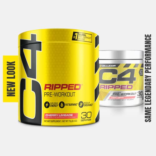 Cellucor C4 Ripped Pre Workout Powder Cherry Limeade | Creatine Free + Sugar Free Preworkout Energy Supplement For Men & Women | 150Mg Caffeine + Beta Alanine + Weight Loss | 30 Servings #TOP1