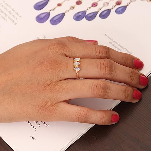 Bague faite à la main en pierre de lune bleue un lien éternel - 4