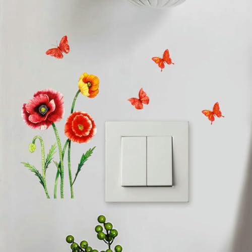 Décoration de chambre poétique avec l'autocollant fleur et papillon - 7