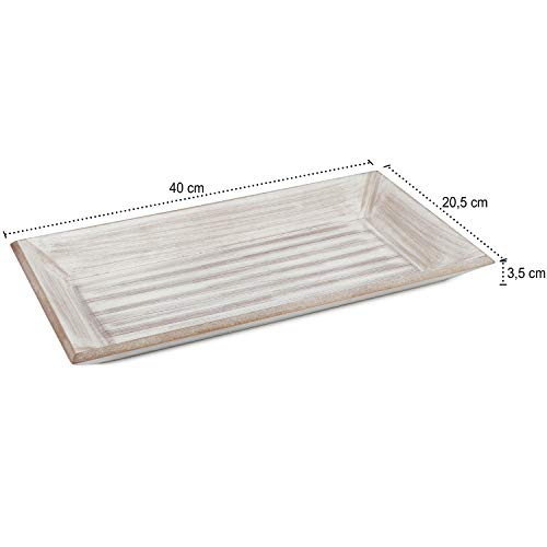 com-four® Tablett aus Holz, Vintage Holztablett rechteckig – Ansicht 4
