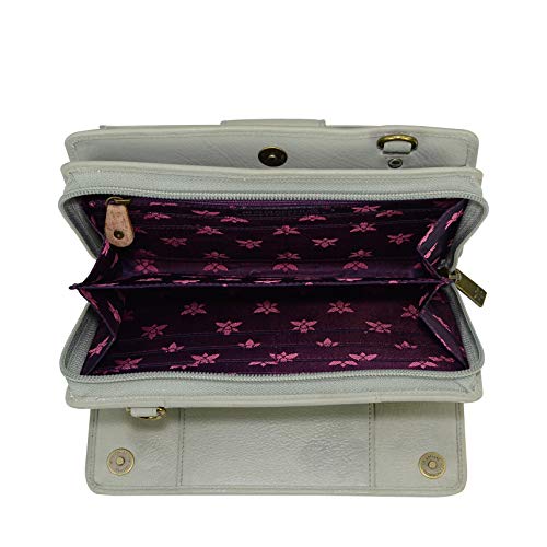 Image of Anuschka Women's Original Hand-Painted Genuine Leather RFID Blocking Organiser Wallet - Regal Peacock