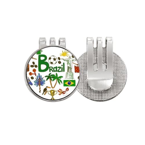 Marqueur de balle de golf Brésil pince aimantée drapeau émail