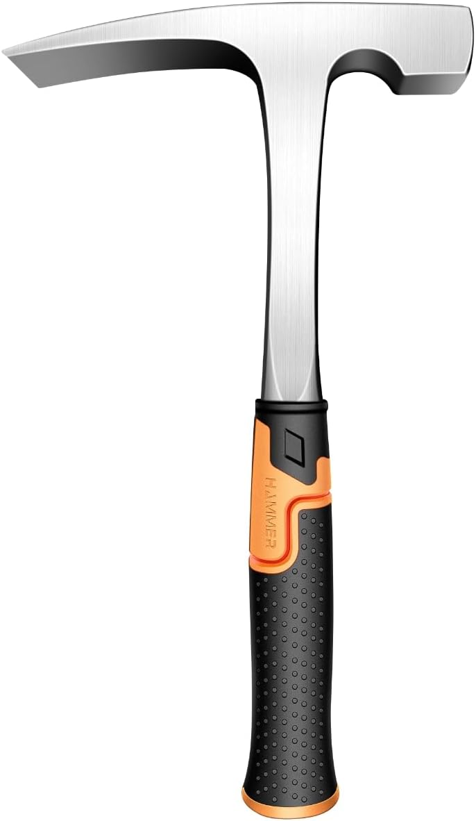 Mason's/Bricklayer'sHammer-32 oz Brick Hammer Masonary Tool- Forged one piece Steel Construction&shock reduction handle（12.7inch）