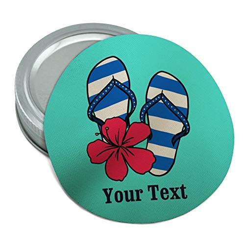 Personalized Custom 1 Line Flip Flops Beach Hibiscus Round Rubber Non-Slip Jar Gripper Lid Opener