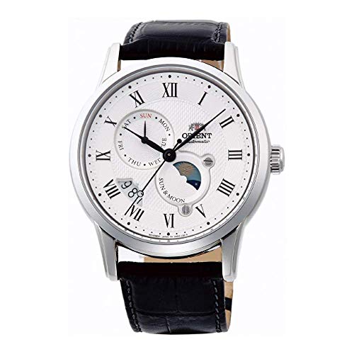 Orient Men's Stainless Steel Automatic Watch with Leather Strap, Black, 22 (Model: FAK00002S0)
