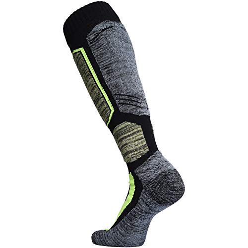 Weierya Ski Socks, Warm Knee High Performance Skiing Socks, Snowboard Socks (Black 2 Pairs, Large) #TOP2