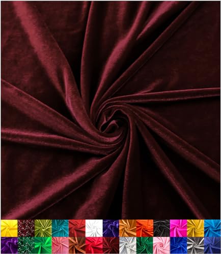 Barcelonetta Burgundy Stretch Velvet Fabric image