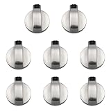 8 PCS Boutons de Cuisinière, 6 mm Boutons de Commande de Brûleur, Interrupteur de Gamme de Gaz Rotatif en Métal pour le Remplacement de la Commande de la Machine de Table de Cuisson