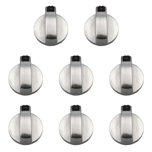 8 PCS Boutons de Cuisinière, 6 mm Boutons de Commande de Brûleur, Interrupteur de Gamme de Gaz Rotatif en Métal pour le Remplacement de la Commande de la Machine de Table de Cuisson