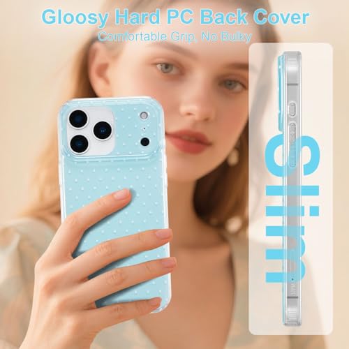 Étui iPhone 17 Pro pour femme design pois bleu chic