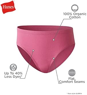 Hanes girls Organic Underwear, Brief & Hipster, Toddler & Girl Sizes, Pure Comfort Organic 100% Cotton Panties, 8-pack