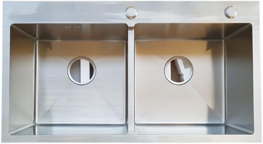 Kitchen sink, stainless steel sink, sink for bathroom, sink available in custom size sink set (Double slots: L*W*H-15.7 * 23.6 * 7.8inch/40 * 60 * 20cm,Silver)