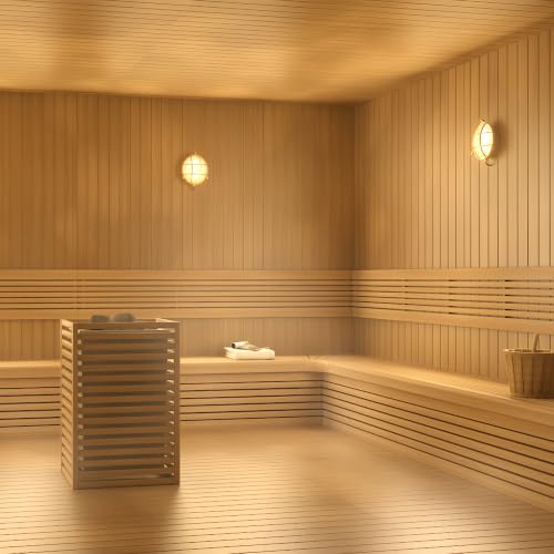 Image of Sunluck Brass Bulkhead Light Grid Round Nautical Wall Lampshade,Ceiling Mount,Sauna Light Waterproof IP54,Rust Resistant,Decoration Cafe,Bar,Porches,Patios,Restaurants