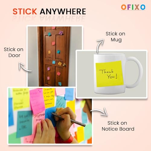 Image of OFIXO Sticky Notes, Sticky Notes Pad 3x3 Inch, Colored Sticky Notes | Sticky Notes Diary Bright Colors