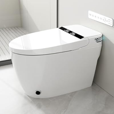 Liyarya Smart Bidet Toilet, Modern Toilet with Built-in Bidet Seat, Auto Open/Close, Tankless Toilet with Foot Sensor Operation, Auto Flush, Remote Control