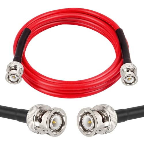 MOOKEERF 6FT RG58 50 ohm BNC Male to Male Coax Cable - Low Loss Extension Coaxial Cable with BNC Adapter Connector for Antennas, RF Radios, Modems, Oscilloscopes, Spectrum, etc (Red)
