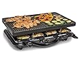 Hamilton Beach Electric Indoor Raclette Table Grill, 200 sq. in. Nonstick Griddle Serves up to 8 People for Parties and Family Fun, Includes 8 Warming Trays, Black (31612-MX)