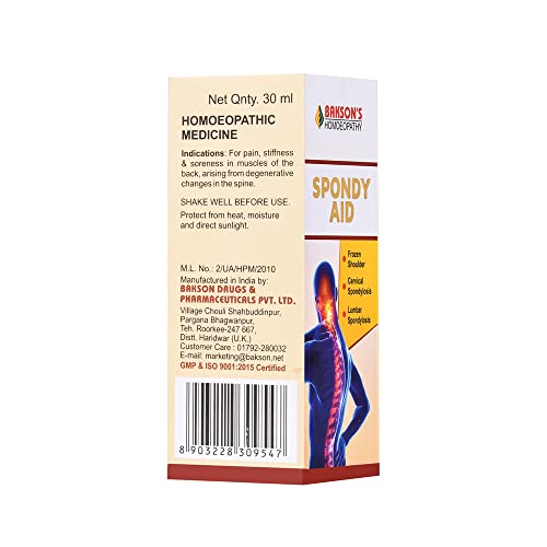 Spondy Aid Drops | Helps In Reducing Pain, Stiffness & Soreness In Back Muscles | Reduces Stiffness & Radiating Pain Associated With Cervical and Lumbar Spondylosis, 30 ml