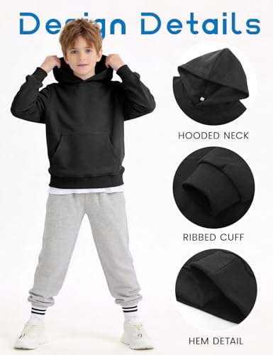 Image of PEHMEA 2 Pack Kids Hoodies Sweatshirt for Boys Cotton Pullover Hooded Sweatshirts With Pockets No Drawstring